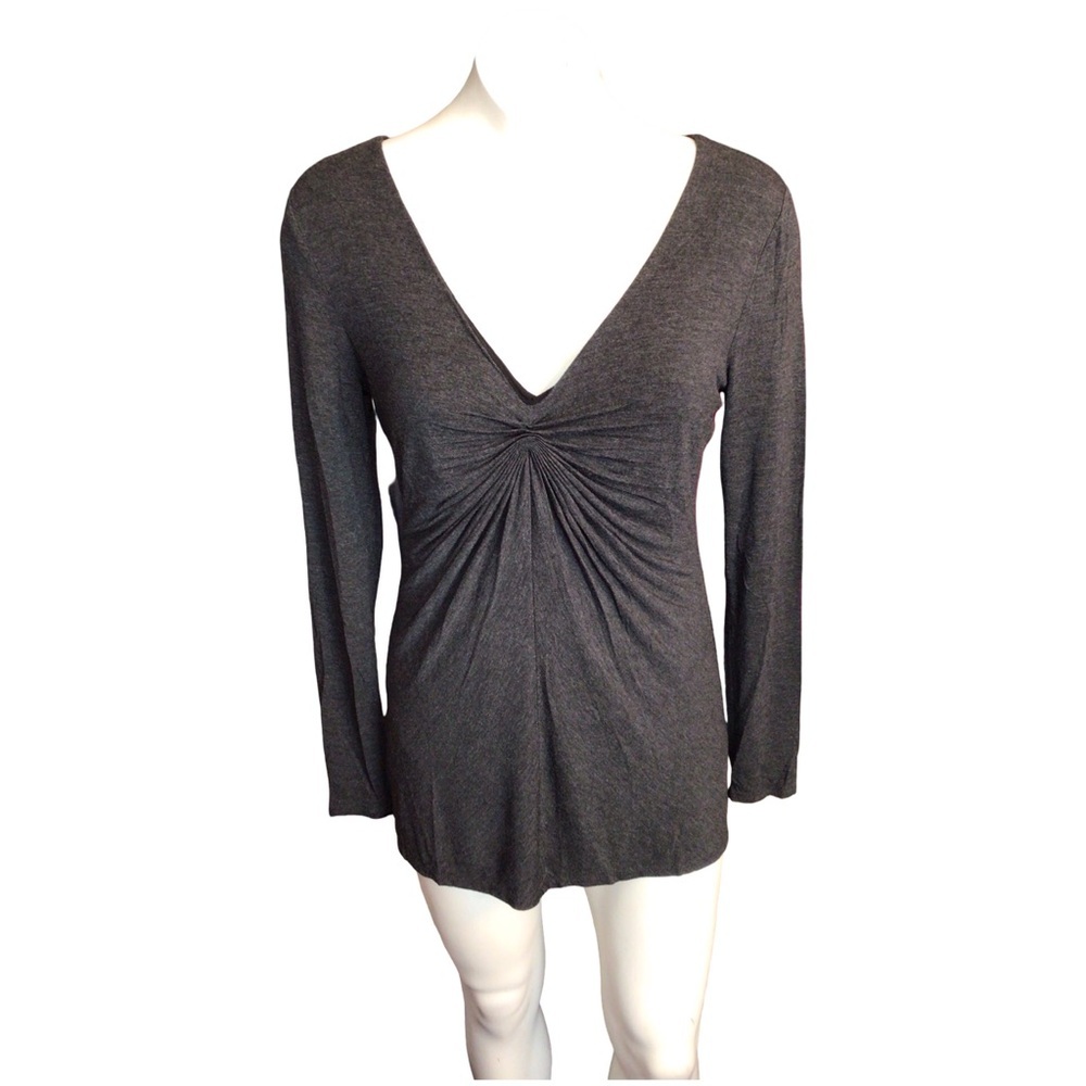 White House Black Market Charcoal Long Sleeve Top